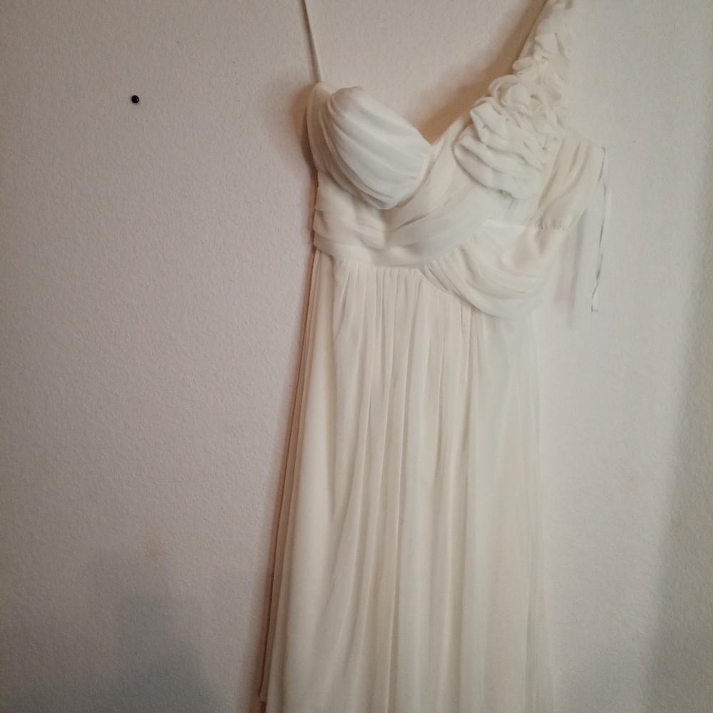 Star Box SMALL Polyester Beige Sheer Midi Dress Prom Style